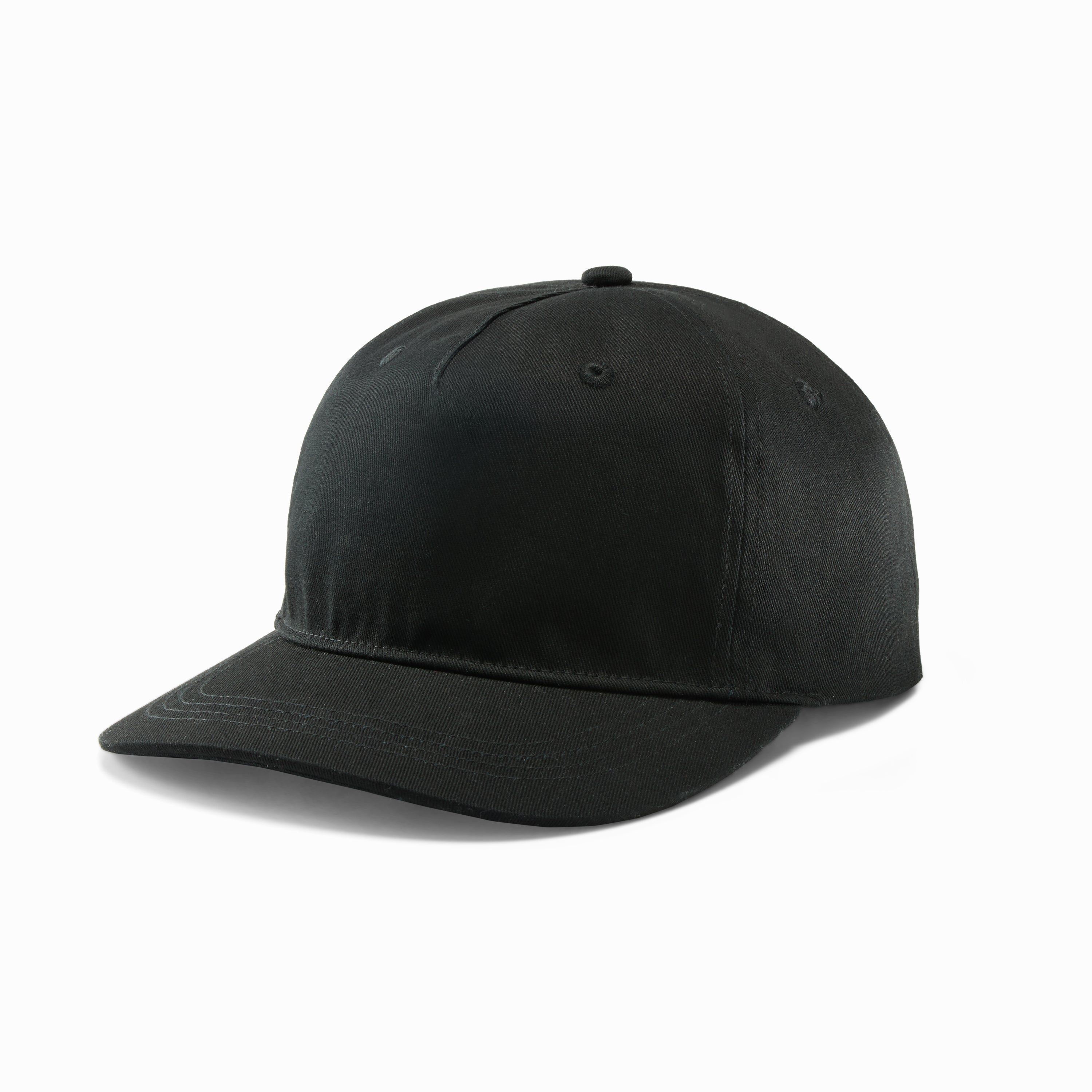 Black Cotton Twill 5-Panel Hat