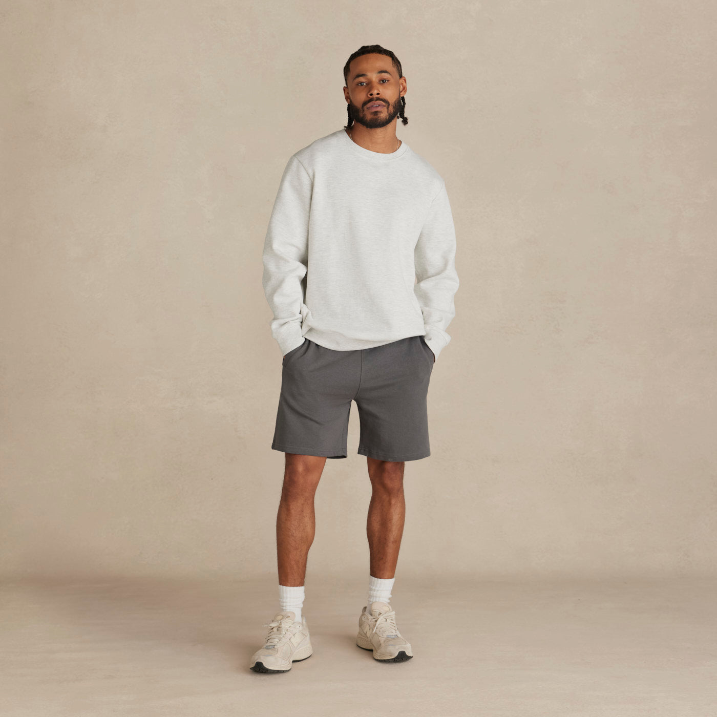 Ash Heather Heavyweight Organic Brushed Crew
