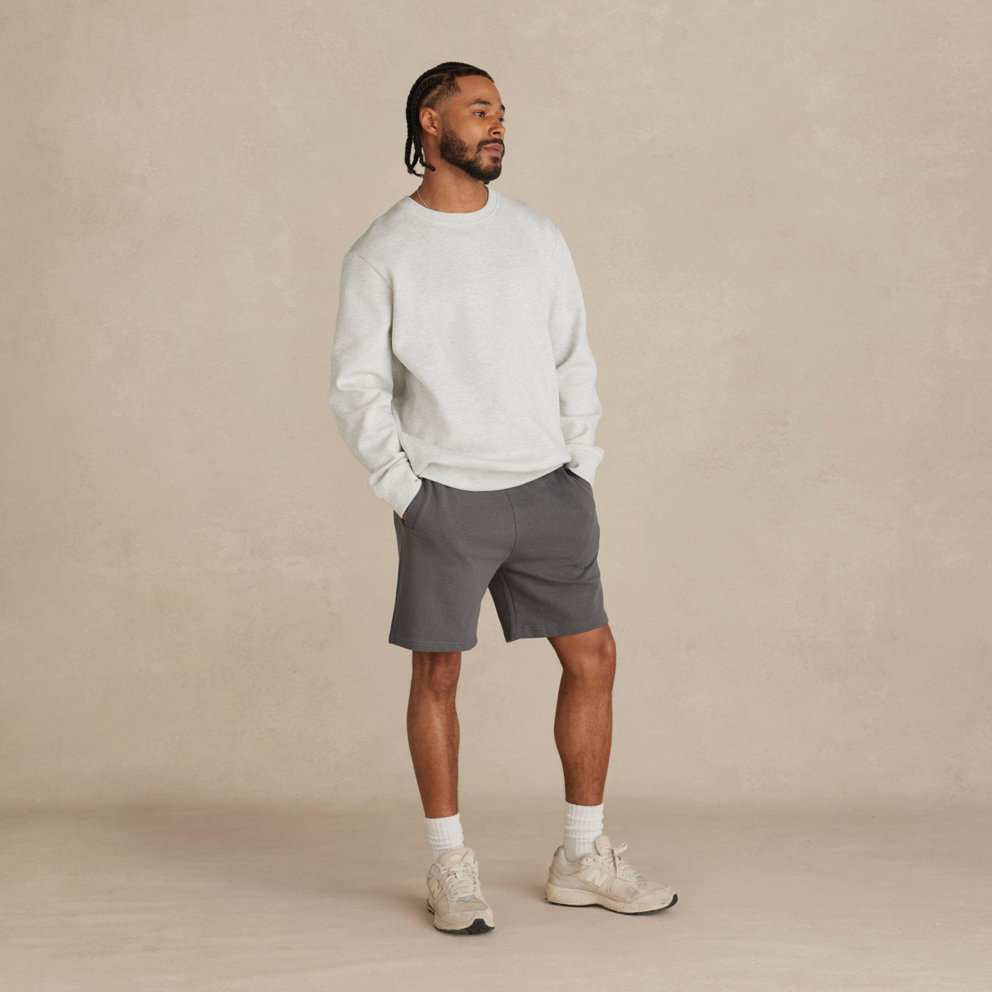 Ash Heather Heavyweight Organic Brushed Crew