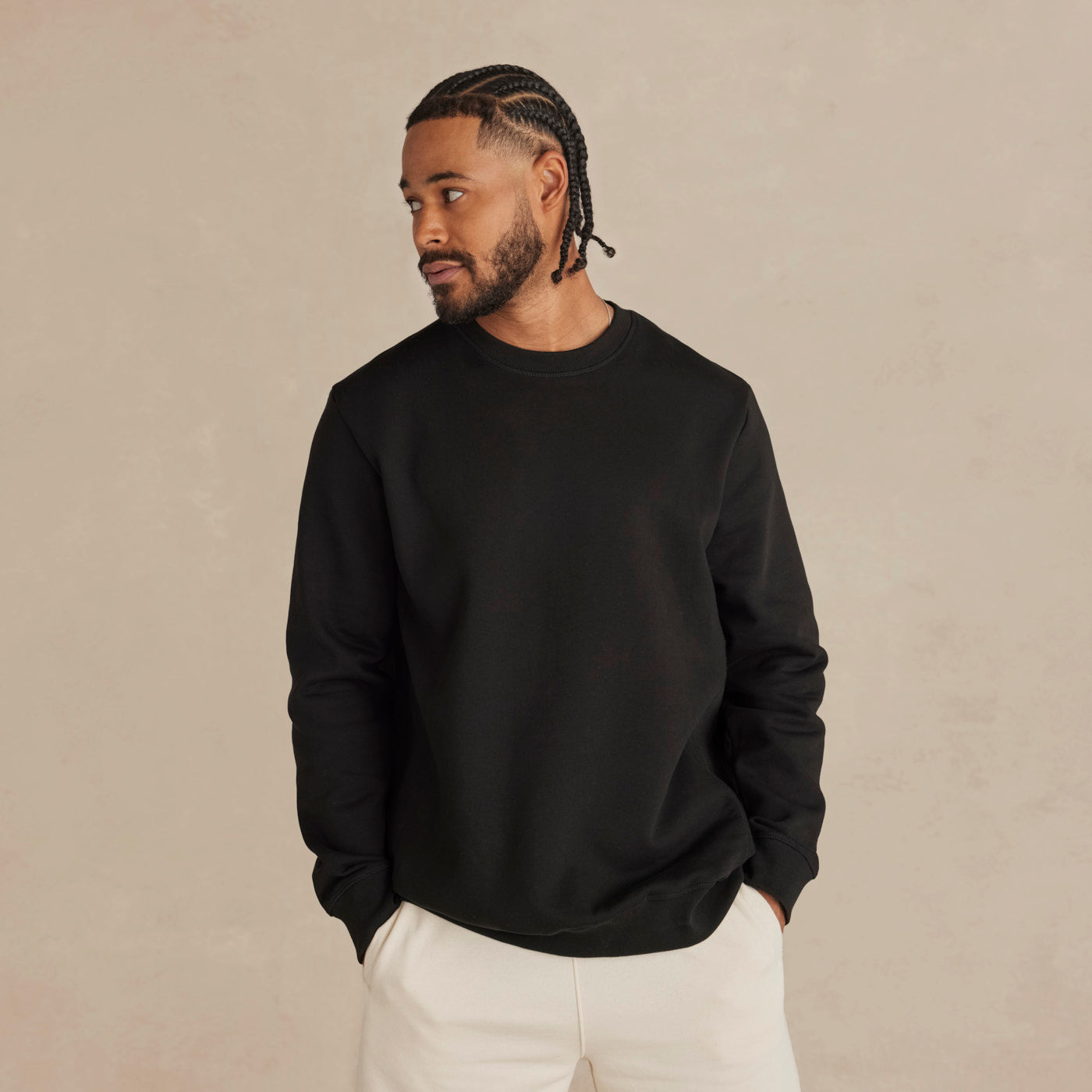 Black Heavyweight Organic Brushed Crew