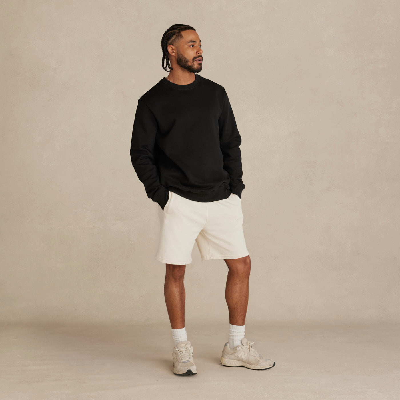 Black Heavyweight Organic Brushed Crew