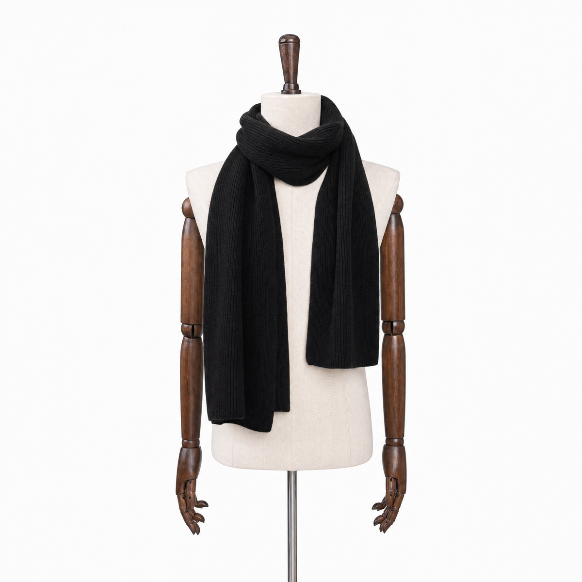 Custom Black 3-End Cashmere Scarf Sample