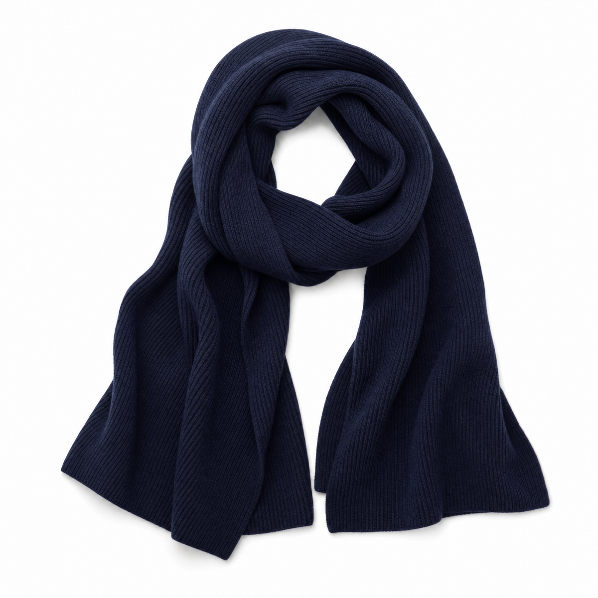 Custom Navy 3-End Cashmere Scarf Sample