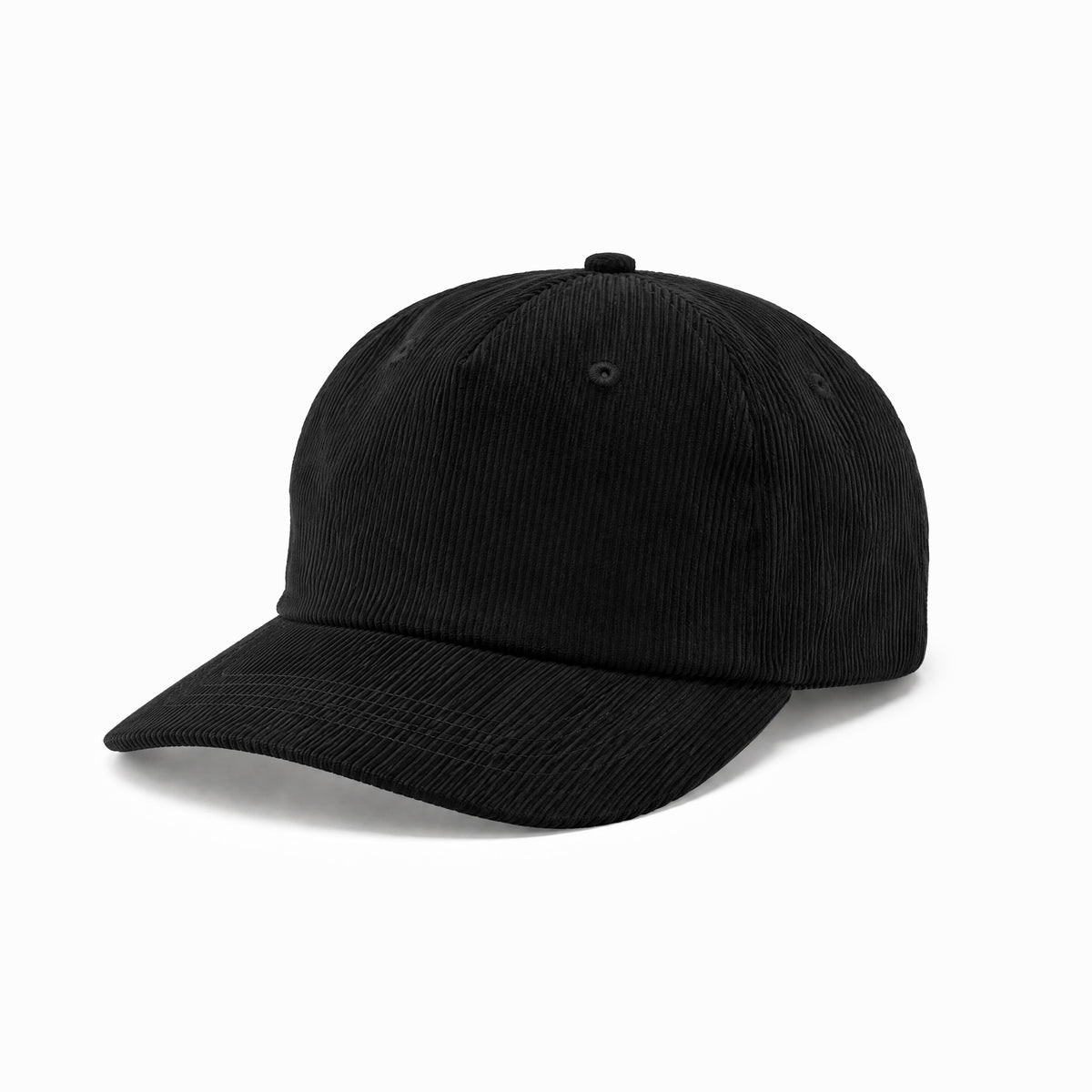 Black Corduroy 5-Panel Cap