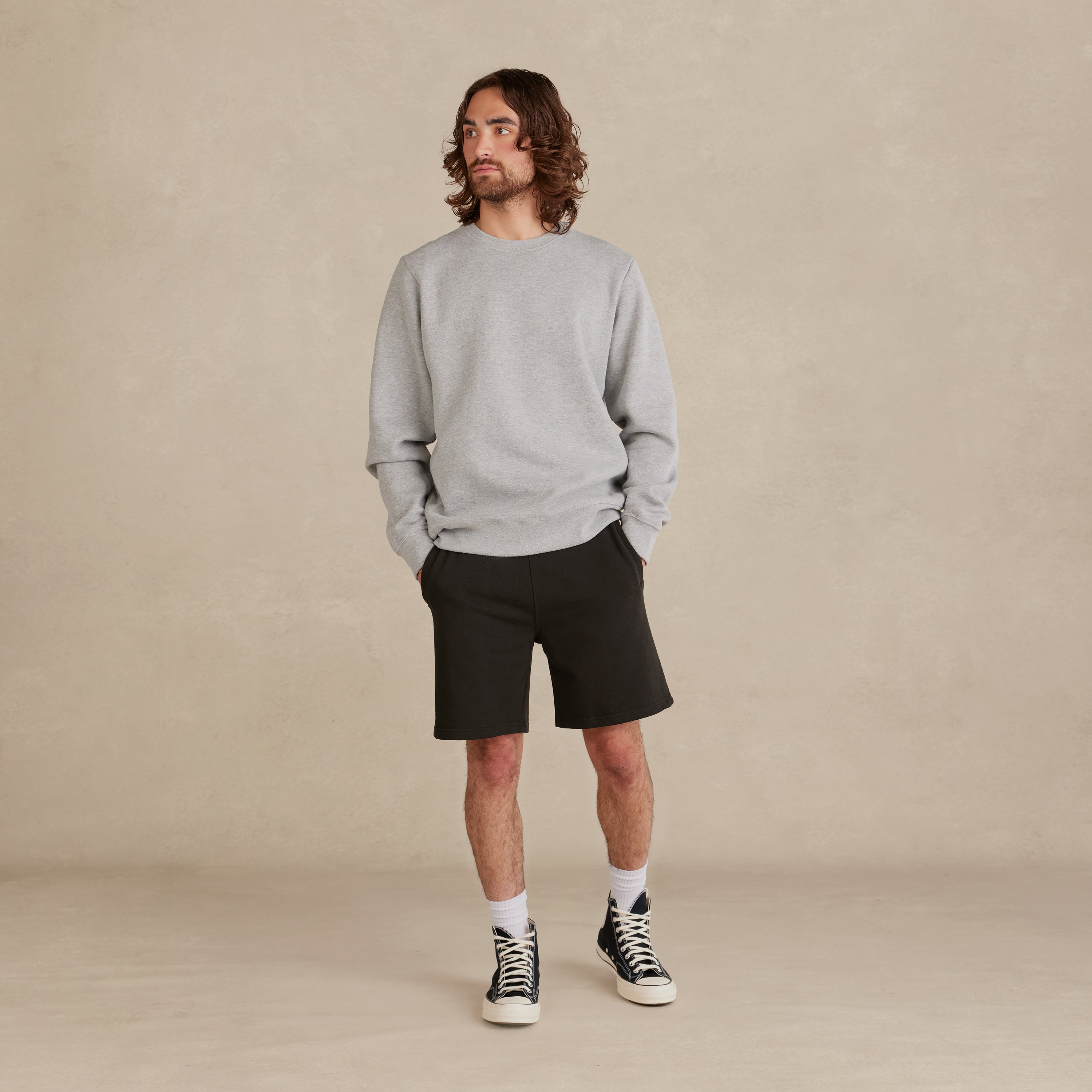 Heather Grey Heavyweight Organic Brushed Crew