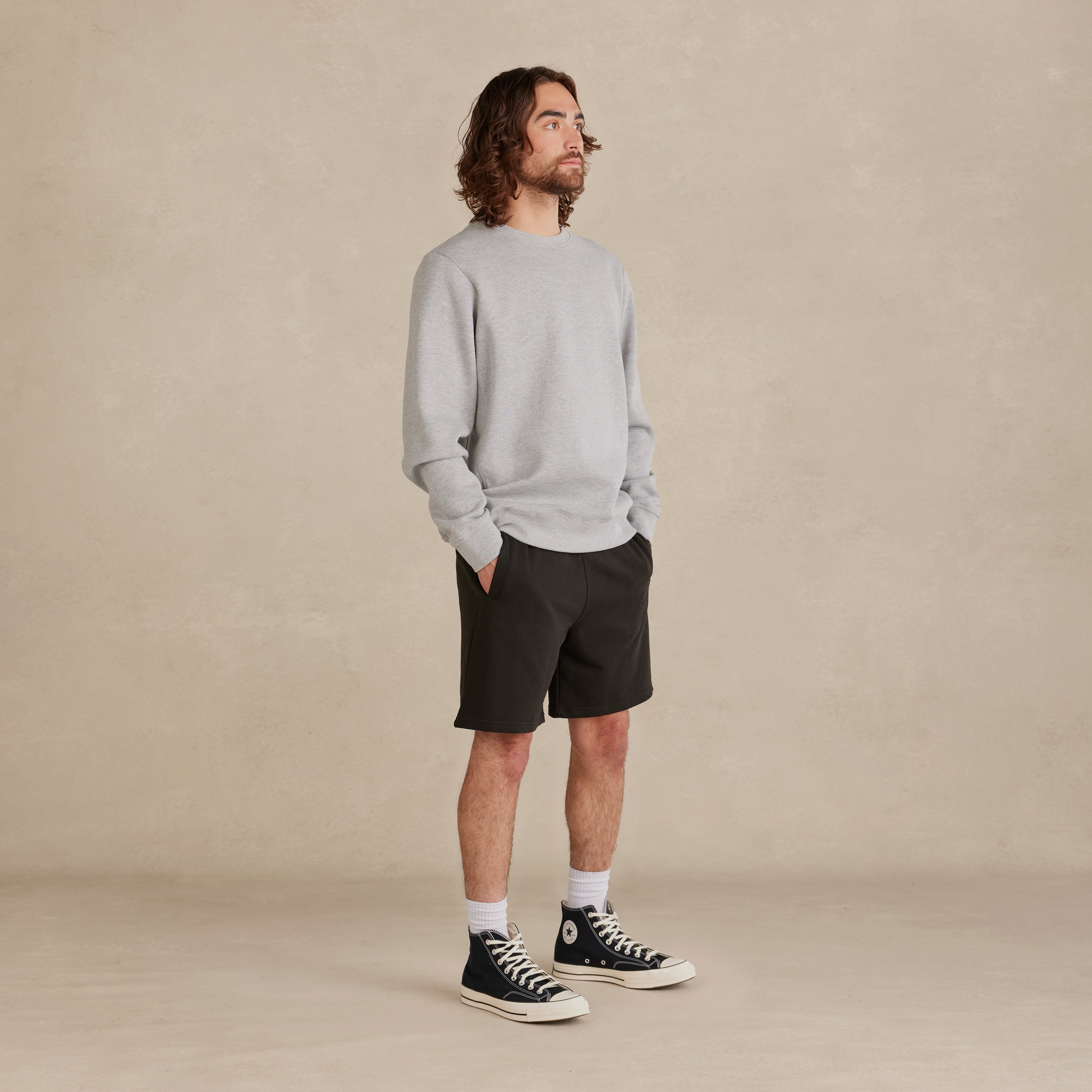 Heather Grey Heavyweight Organic Brushed Crew