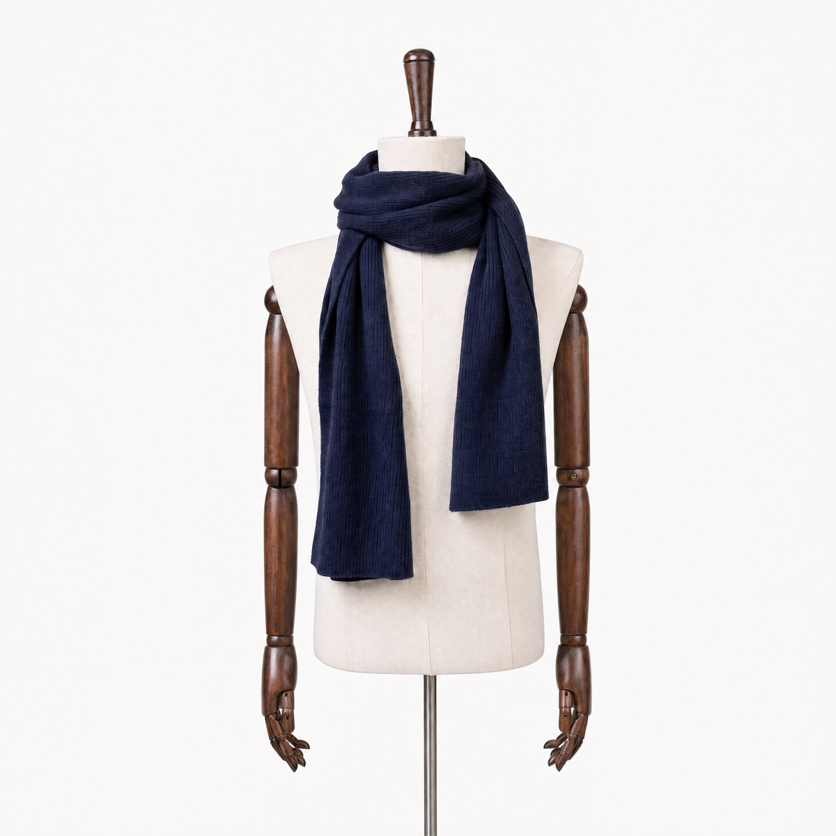 Custom Navy 3-End Cashmere Scarf Sample