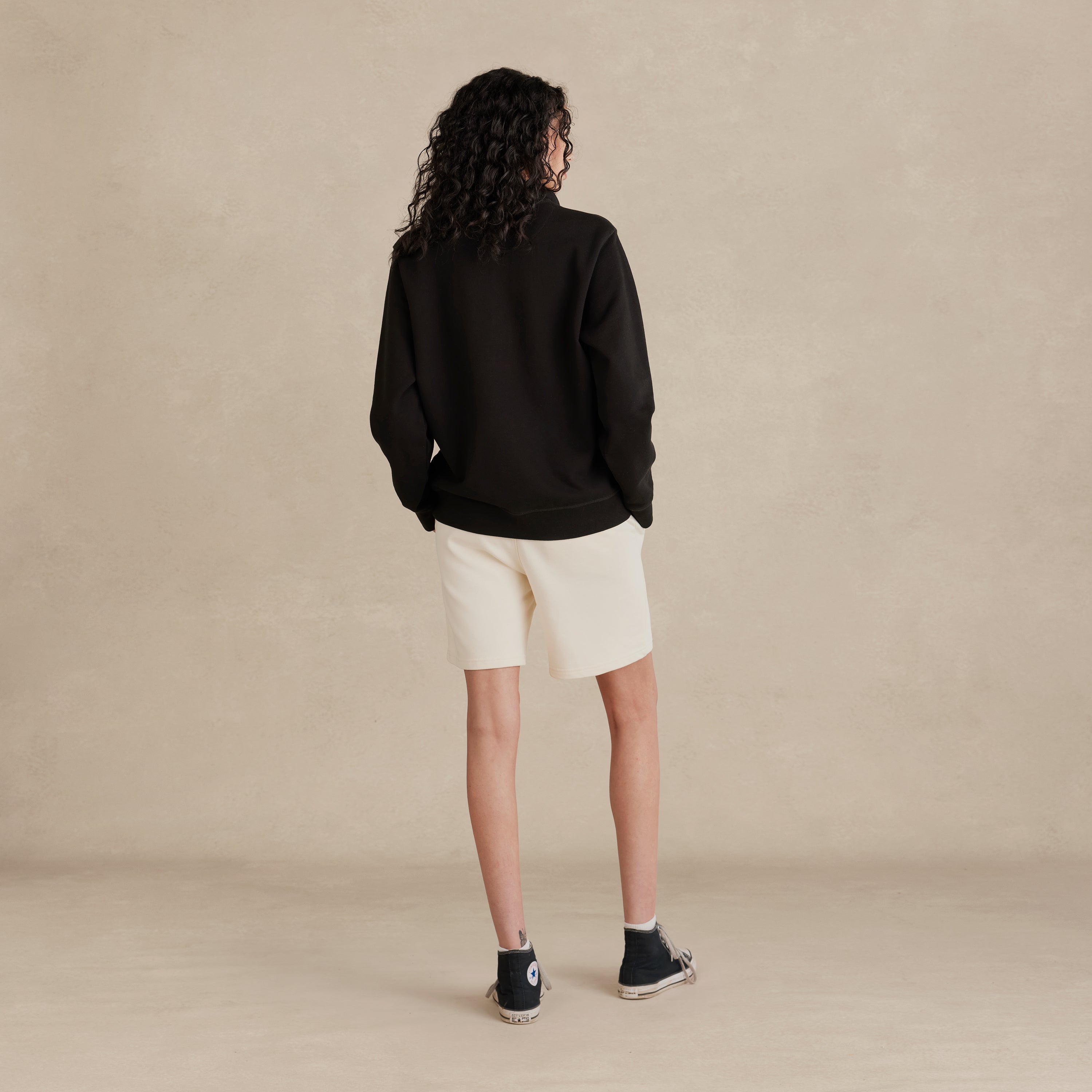 Black Ultra Heavyweight Organic French Terry Quarter Zip