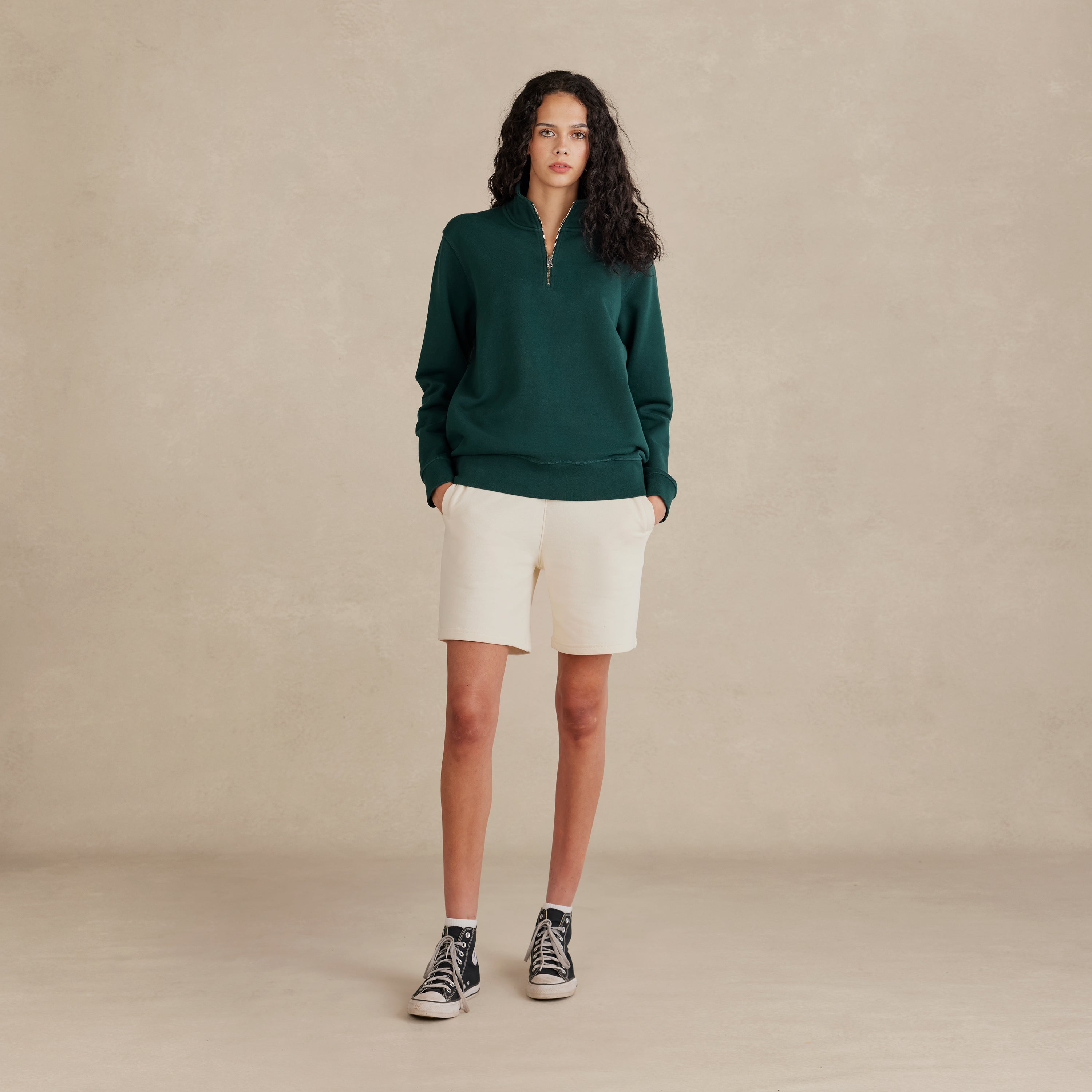 Pine Ultra Heavyweight Organic French Terry 1/4 Zip