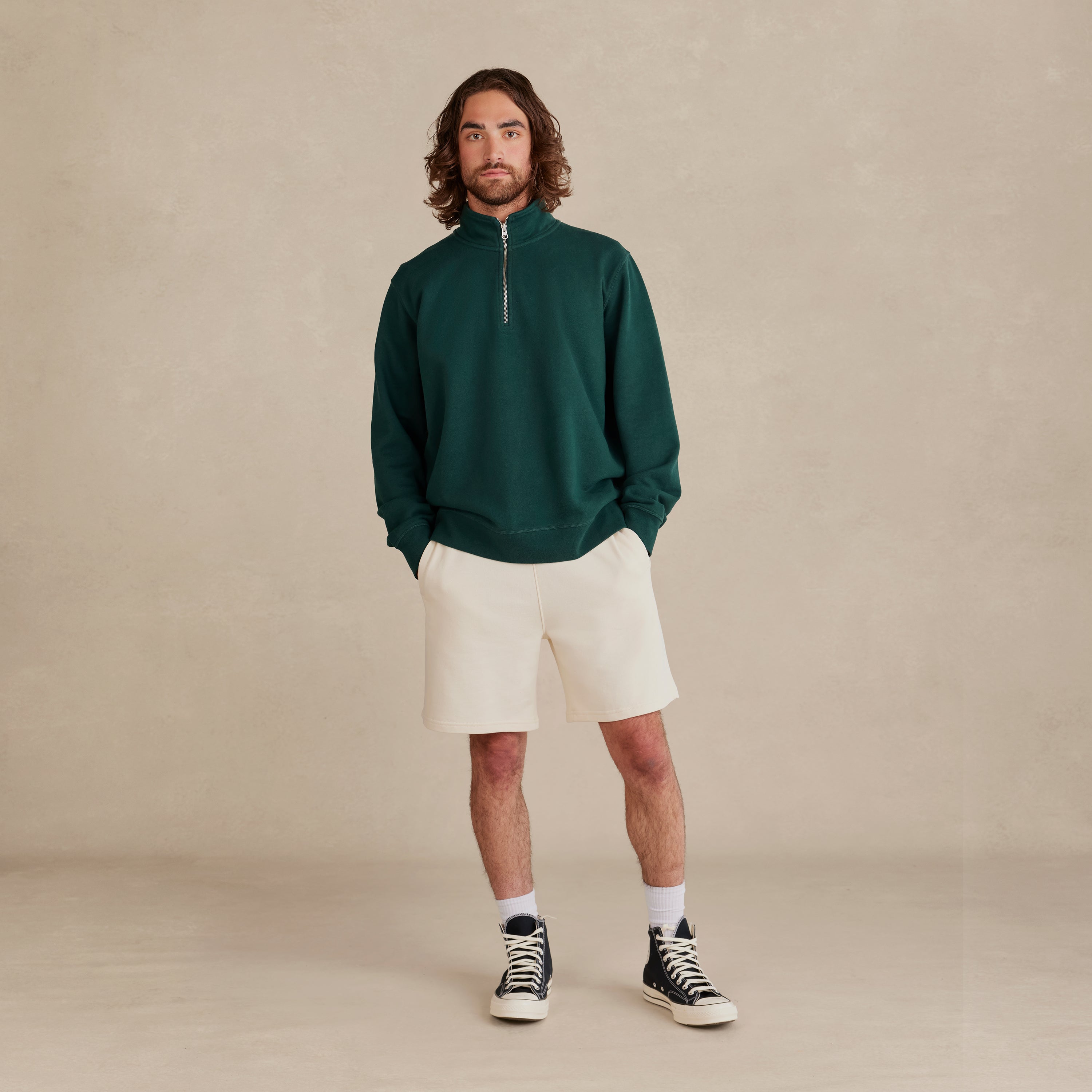 Pine Ultra Heavyweight Organic French Terry 1/4 Zip