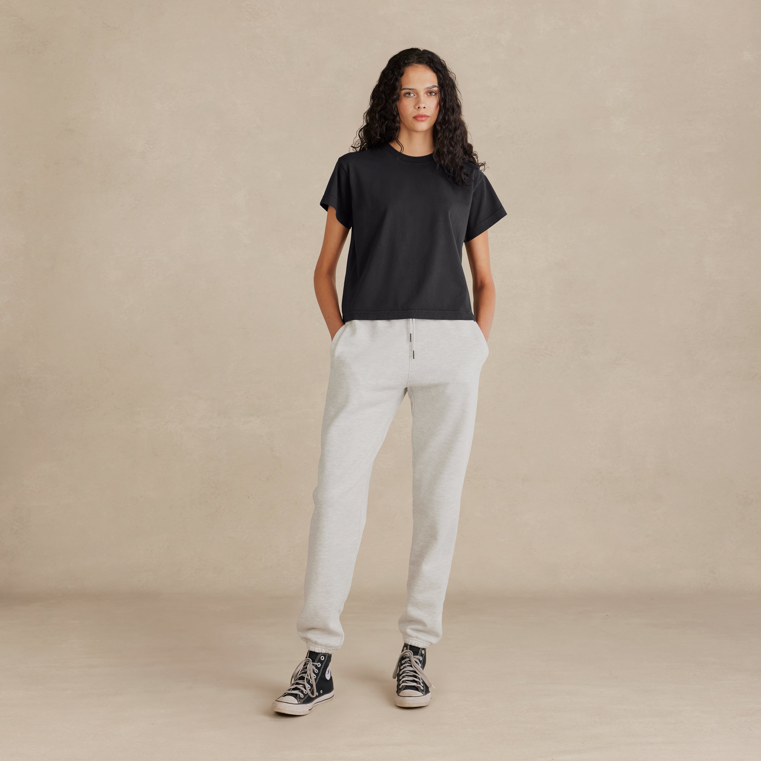 Women's Black Heavyweight Organic Tee