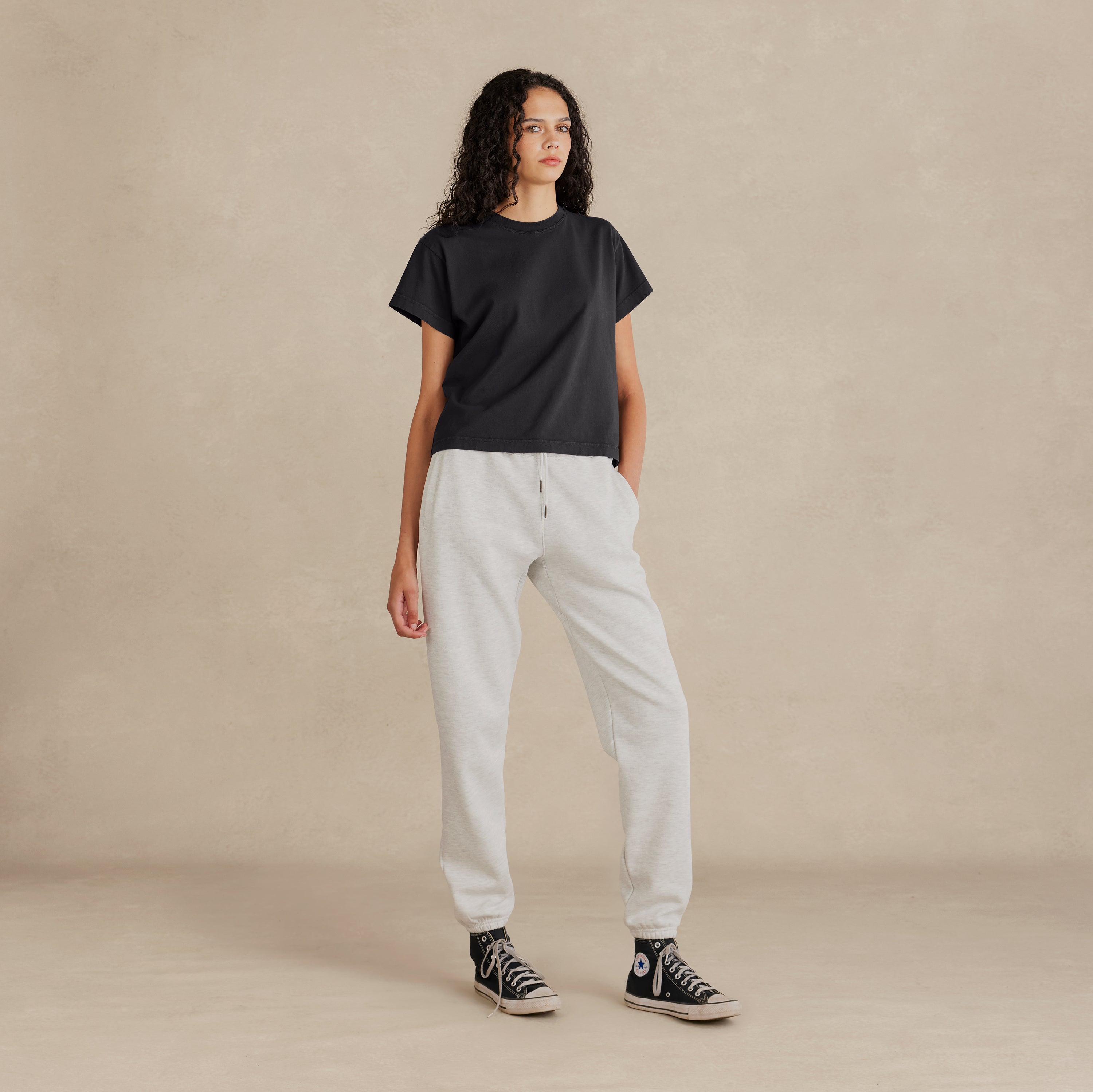 Women's Black Heavyweight Organic Tee