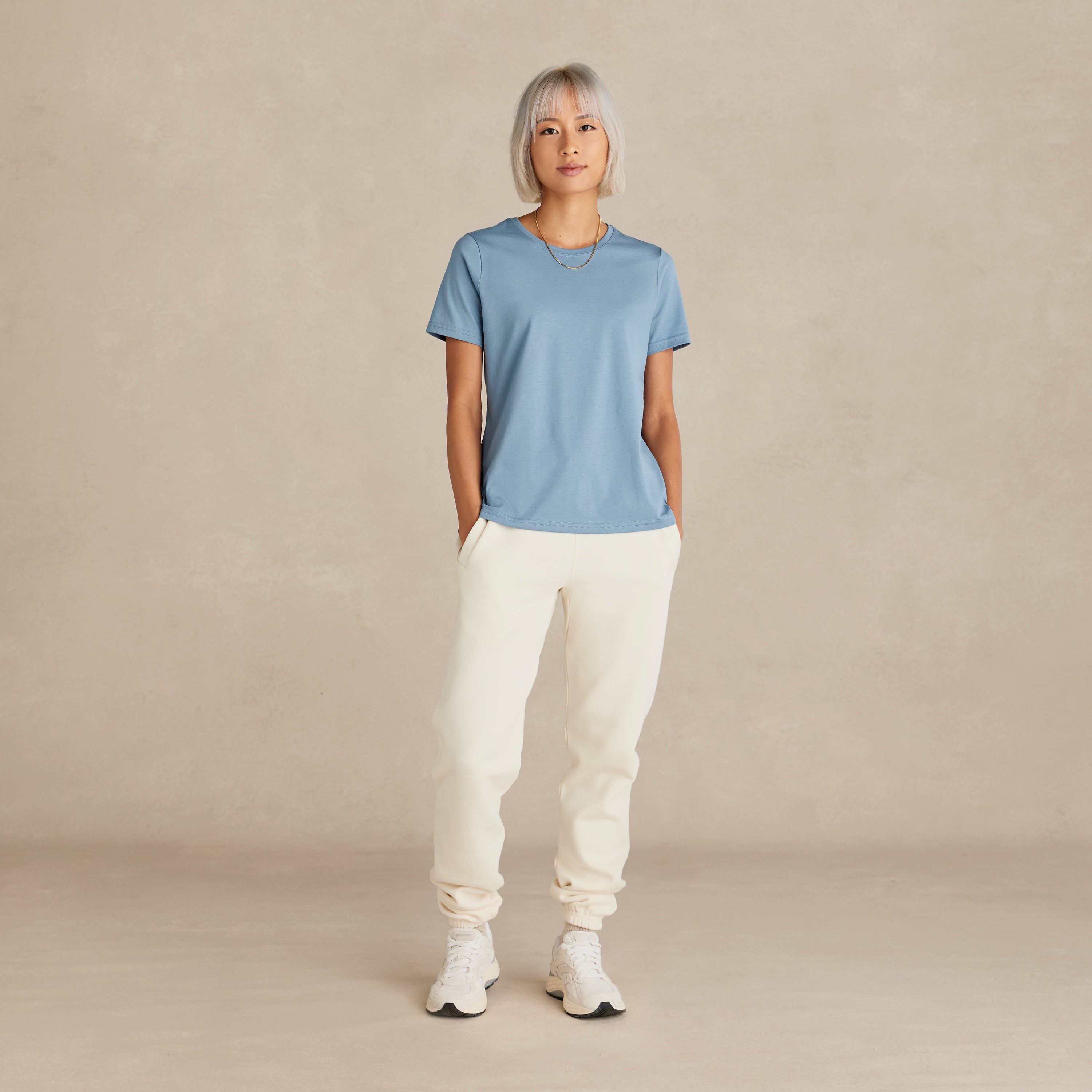 Women's Cloudy Blue Midweight Supima® Tee