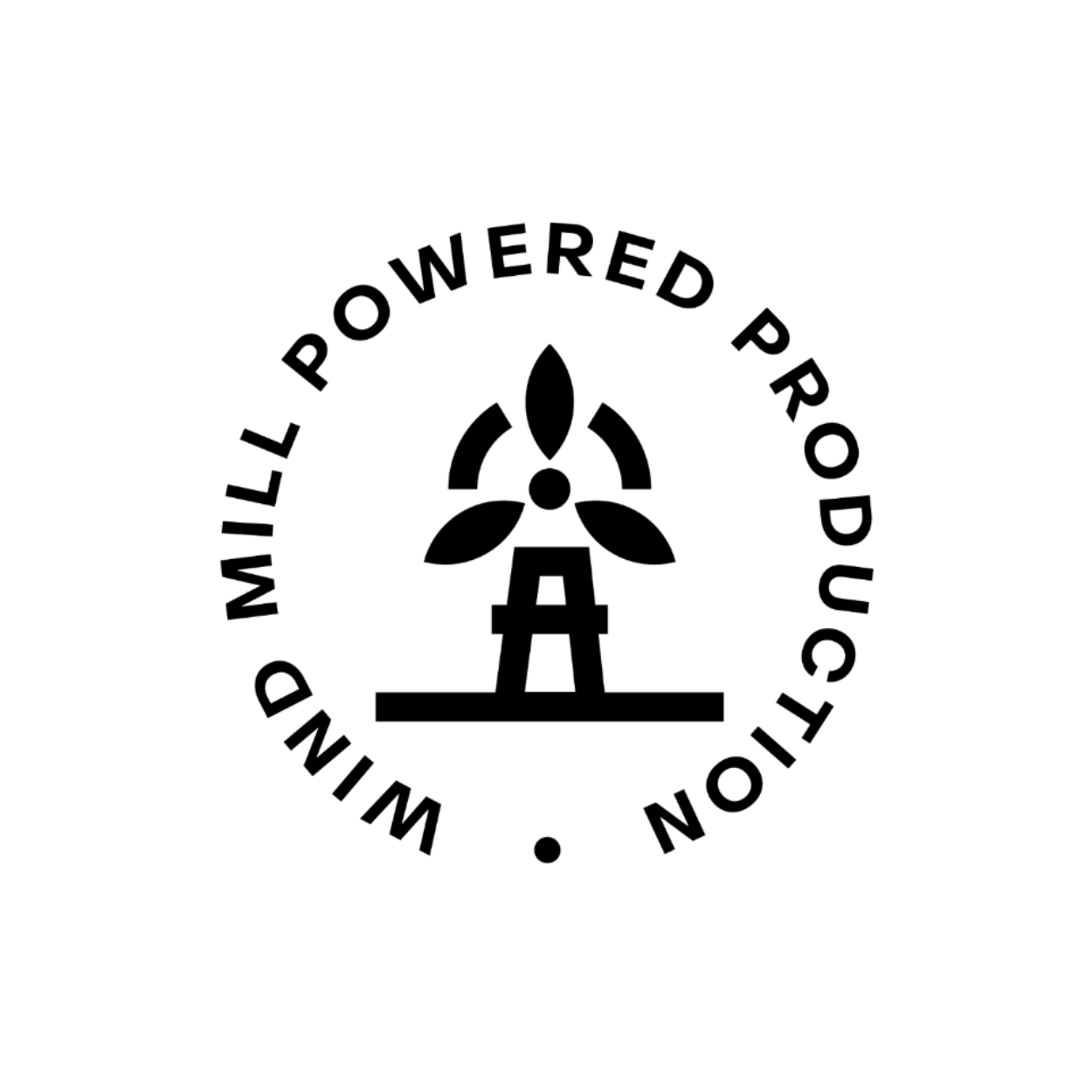 Logo of Wind Mill Powered Production with a windmill and circular text