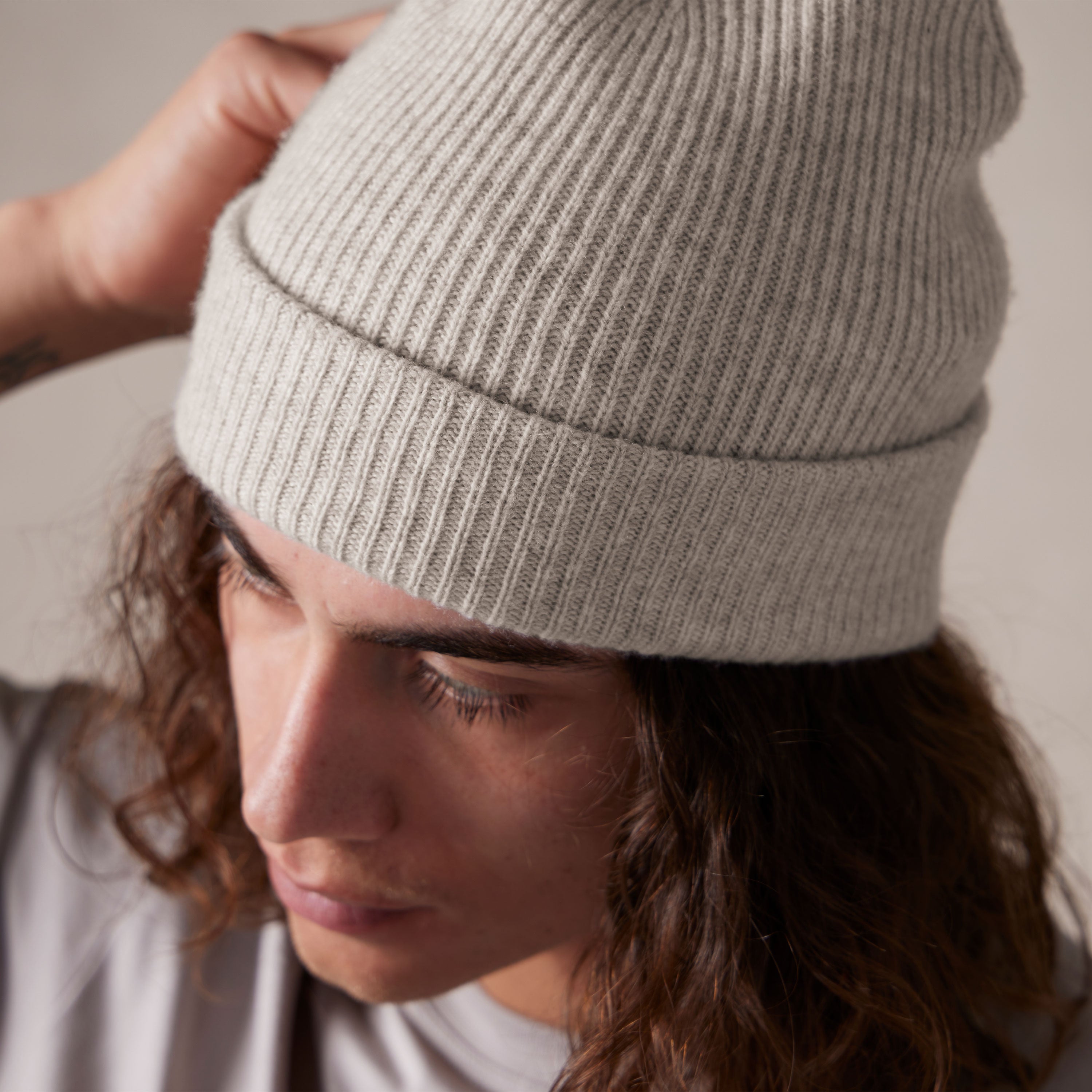 Oat Cashmere Wool Beanie