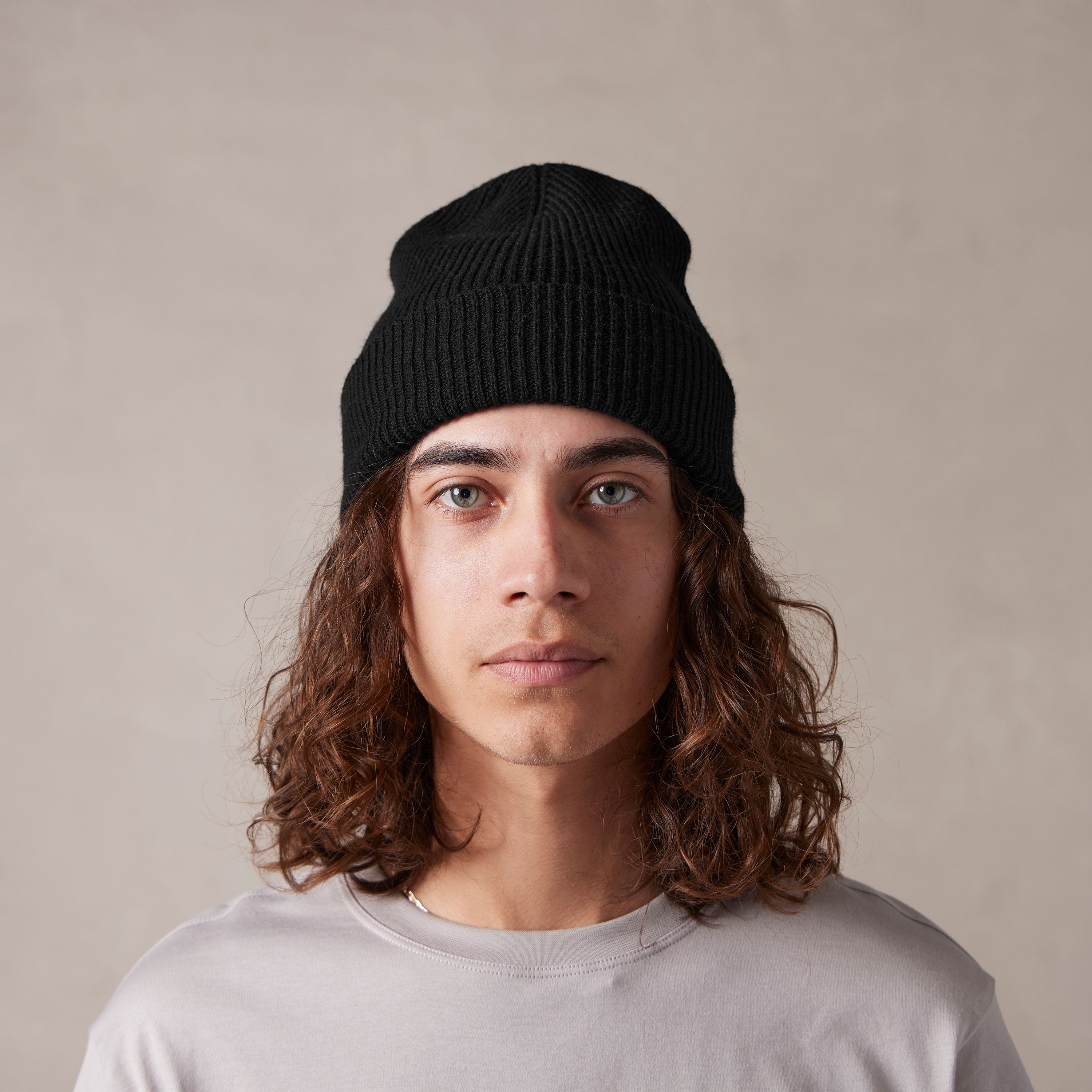 Black Cashmere Wool Beanie
