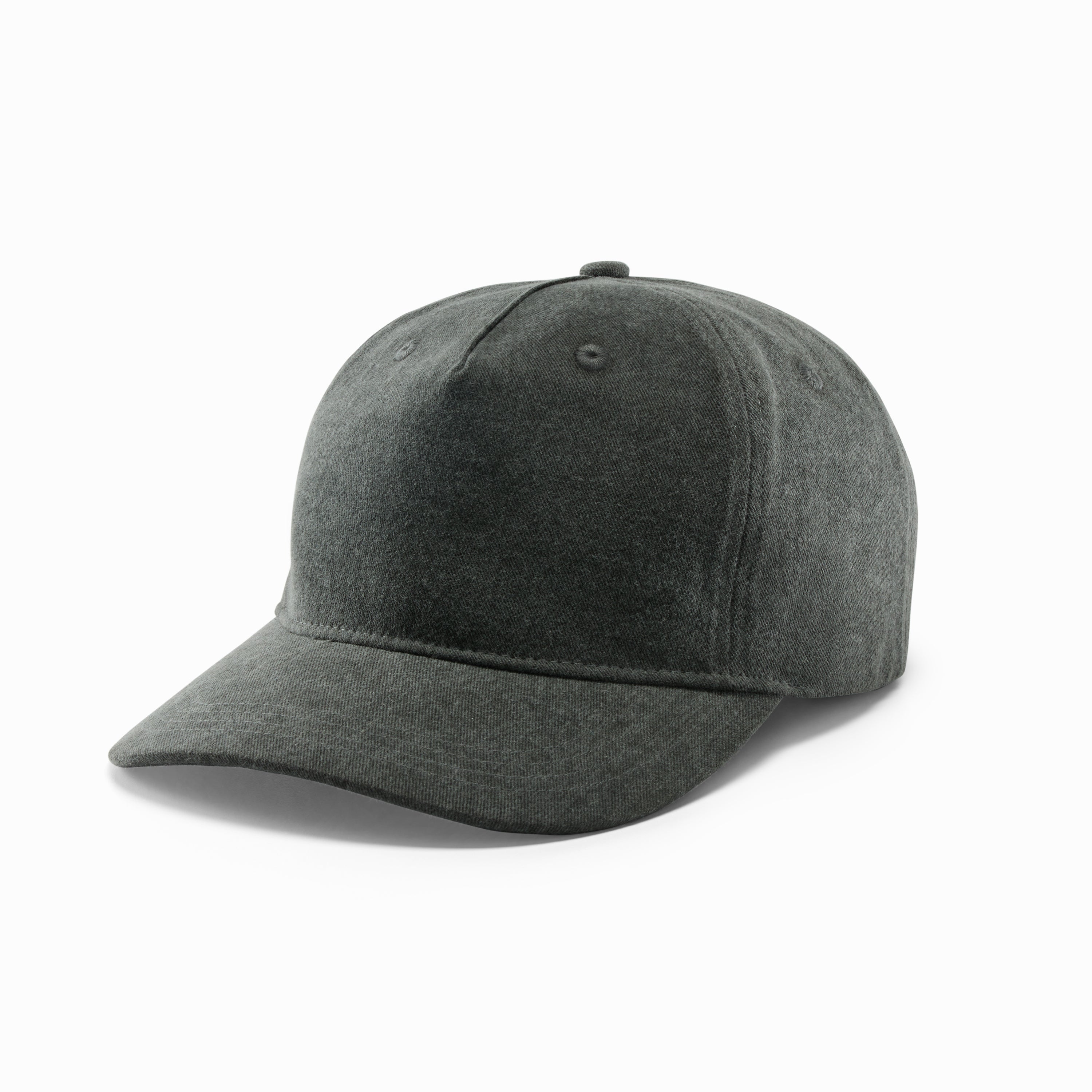 Washed Black Cotton Twill 5-Panel Hat