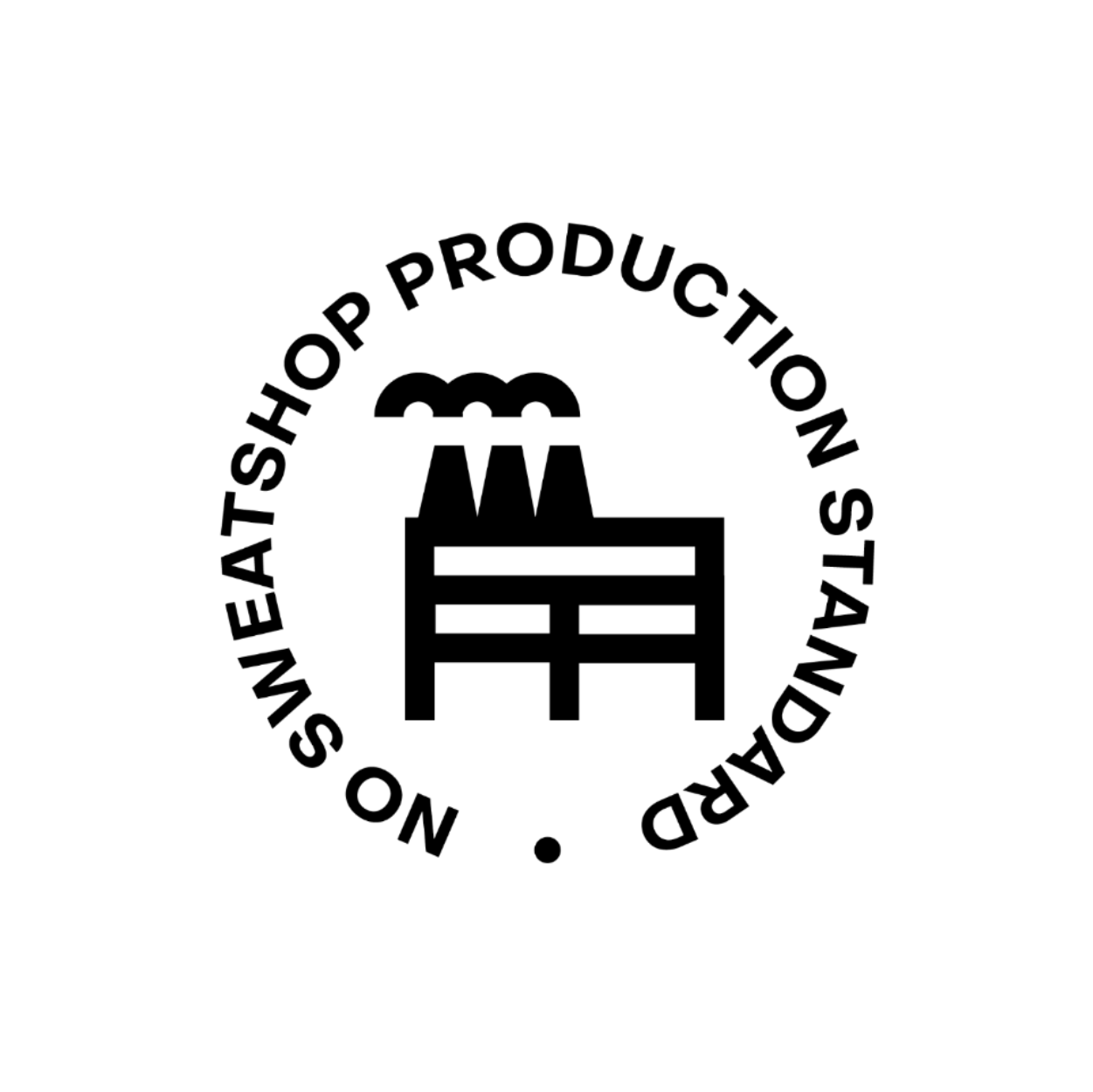 Logo of No Sweatshop Production Standard on a white background