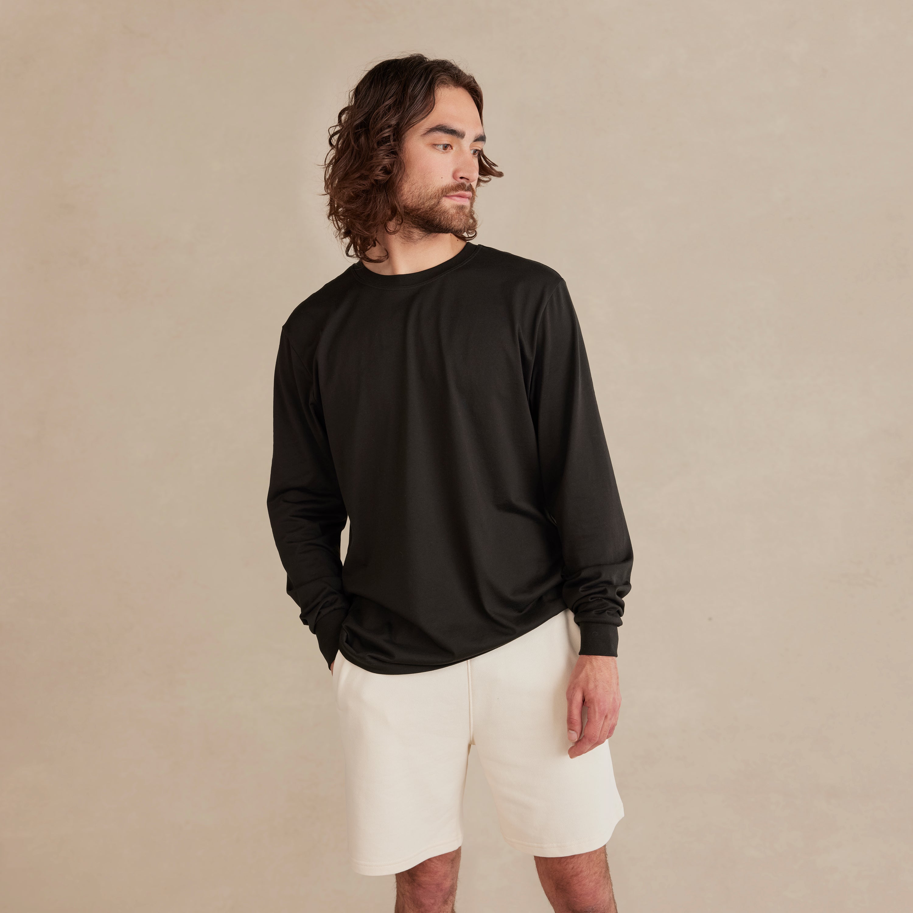 White Midweight Supima® Long Sleeve Tee
