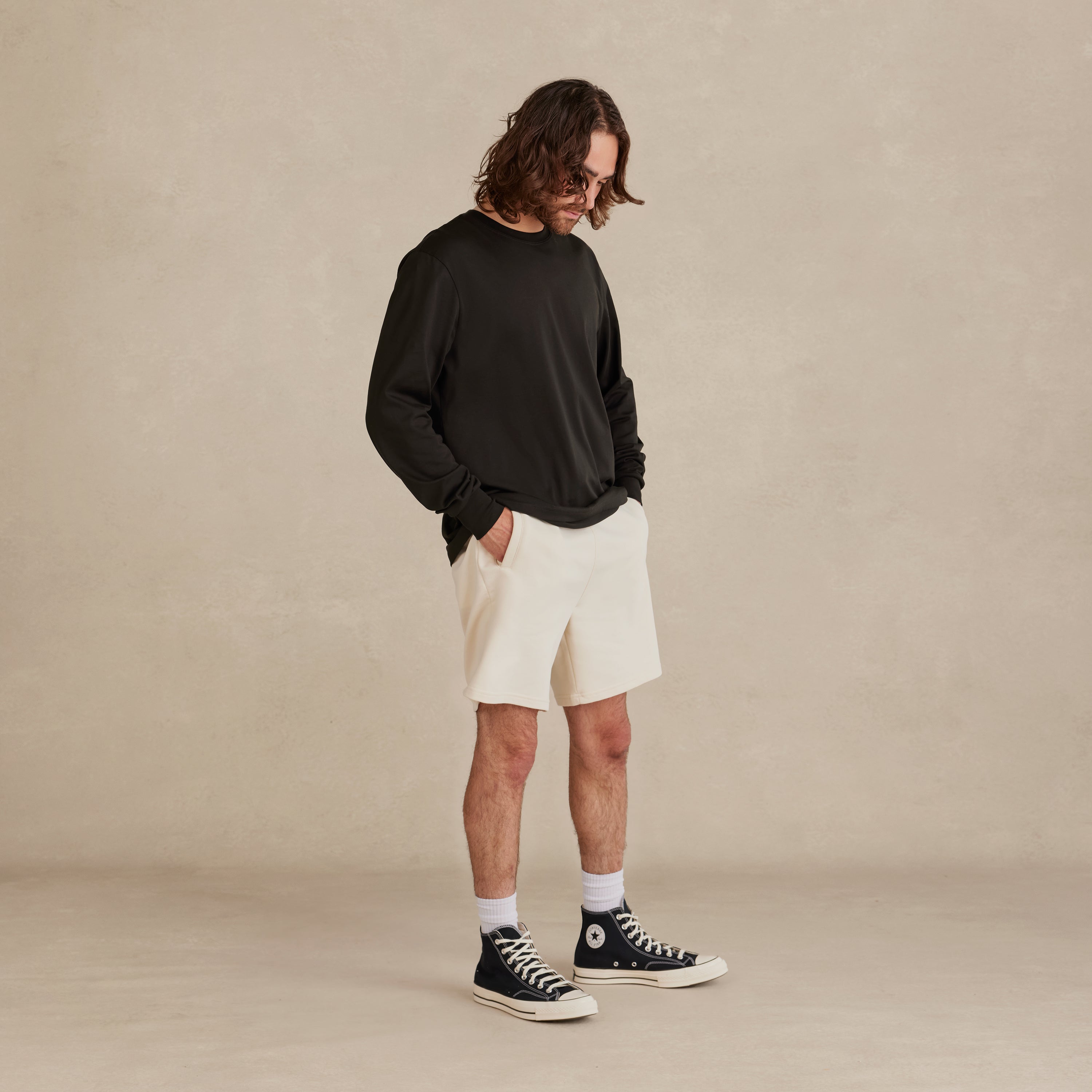 White Midweight Supima® Long Sleeve Tee