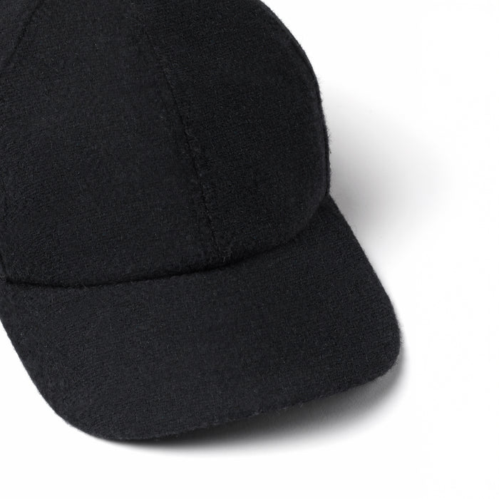 Black American Wool Flannel 6-Panel Cap