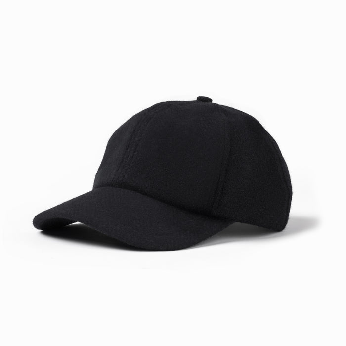 Black American Wool Flannel 6-Panel Cap