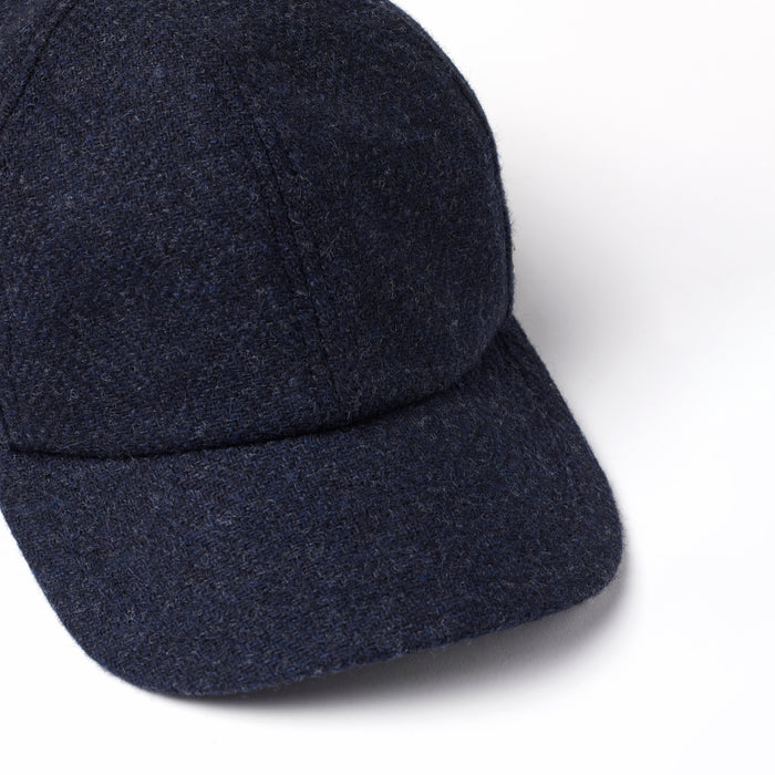 Navy American Wool Herringbone 6-Panel Cap