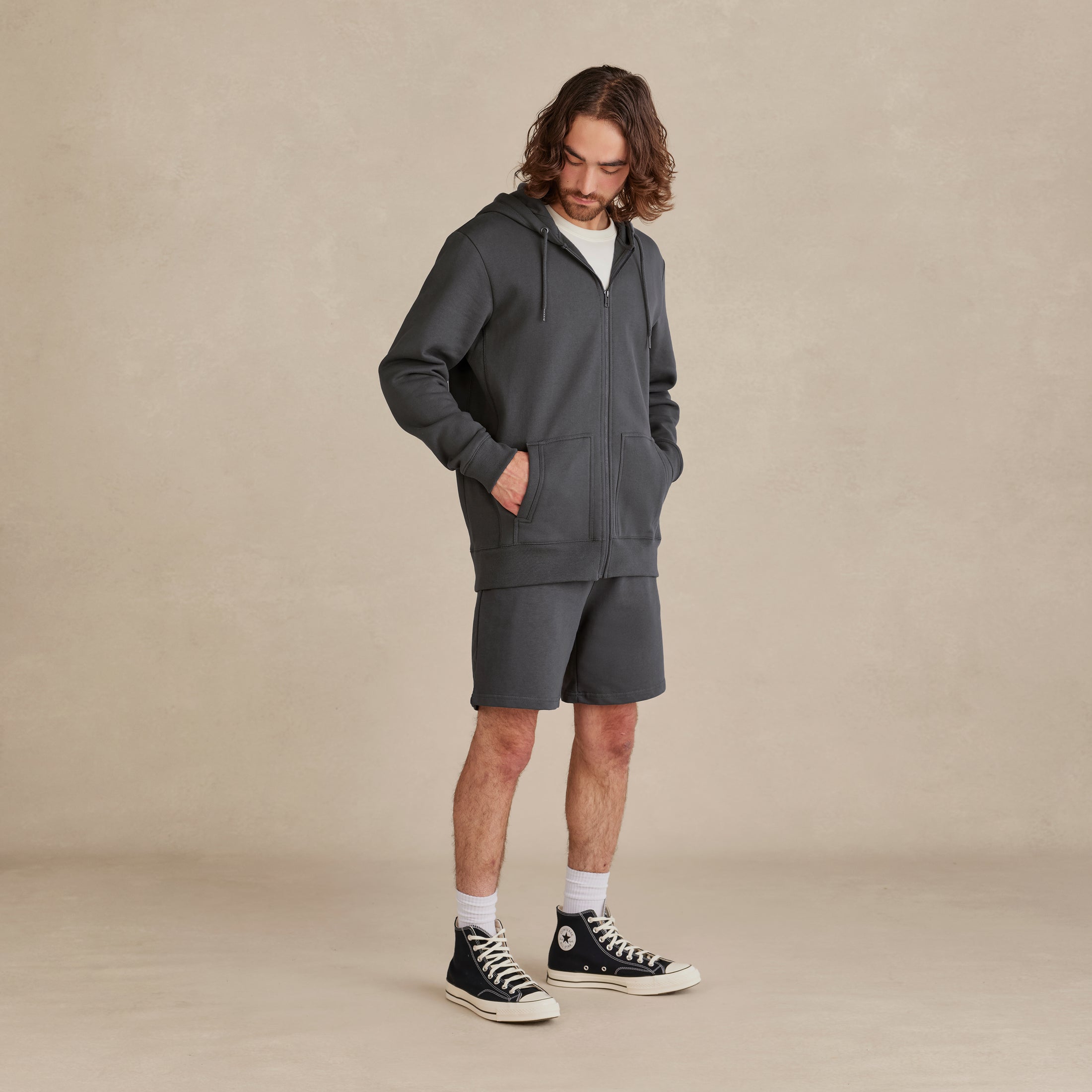 Long Pile Zip Sweat 010 Black