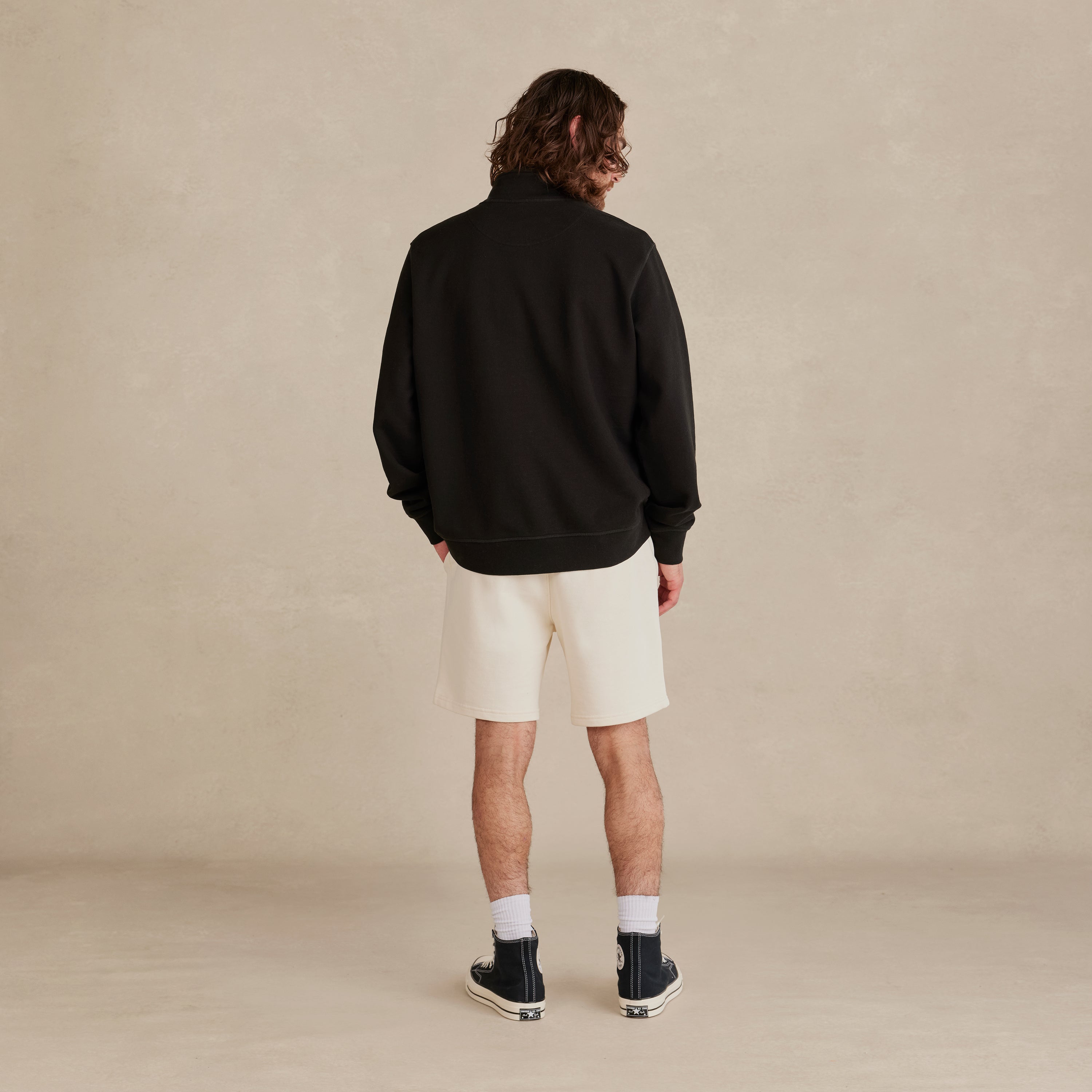 Black Ultra Heavyweight Organic French Terry Quarter Zip
