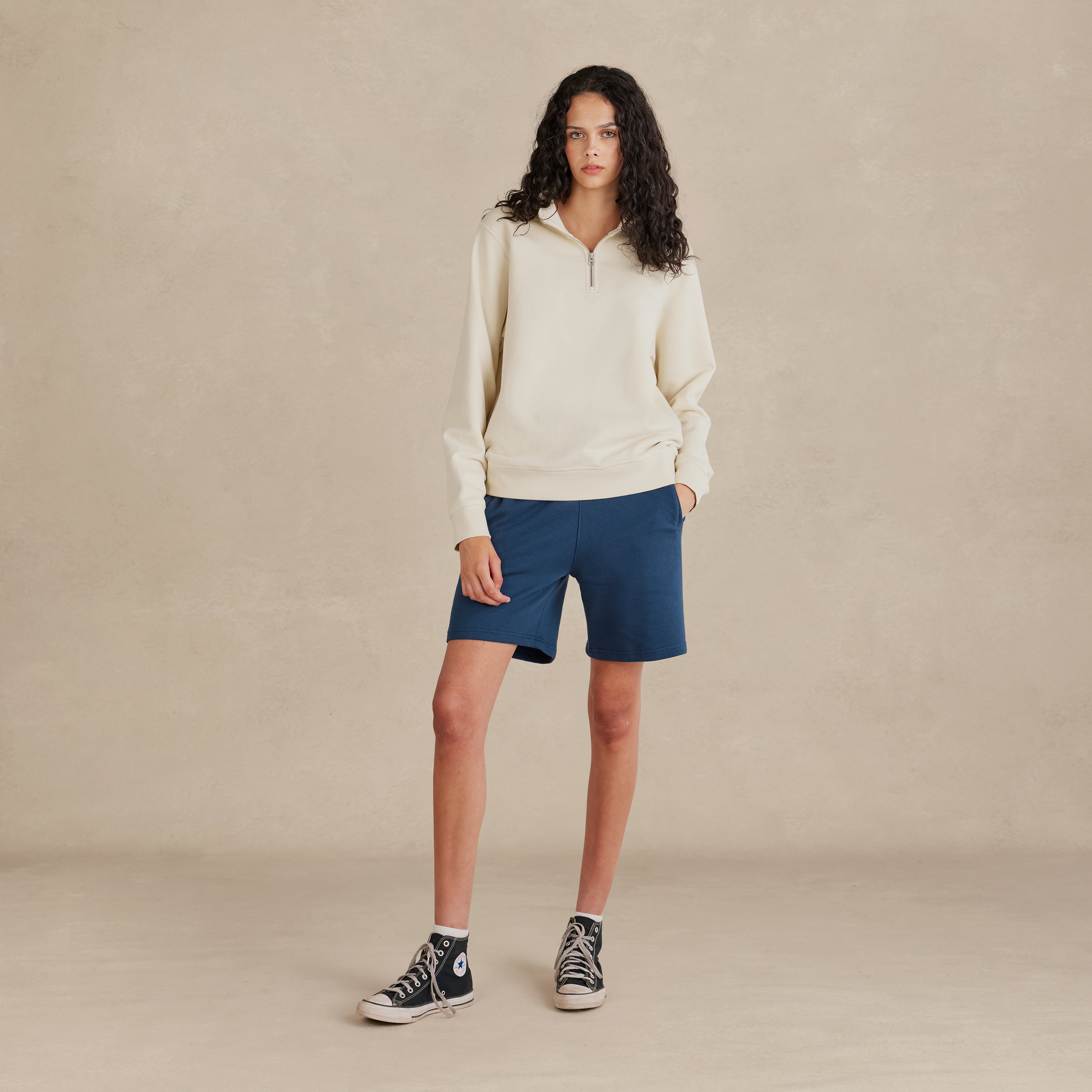 Parchment Ultra Heavyweight Organic French Terry Quarter Zip