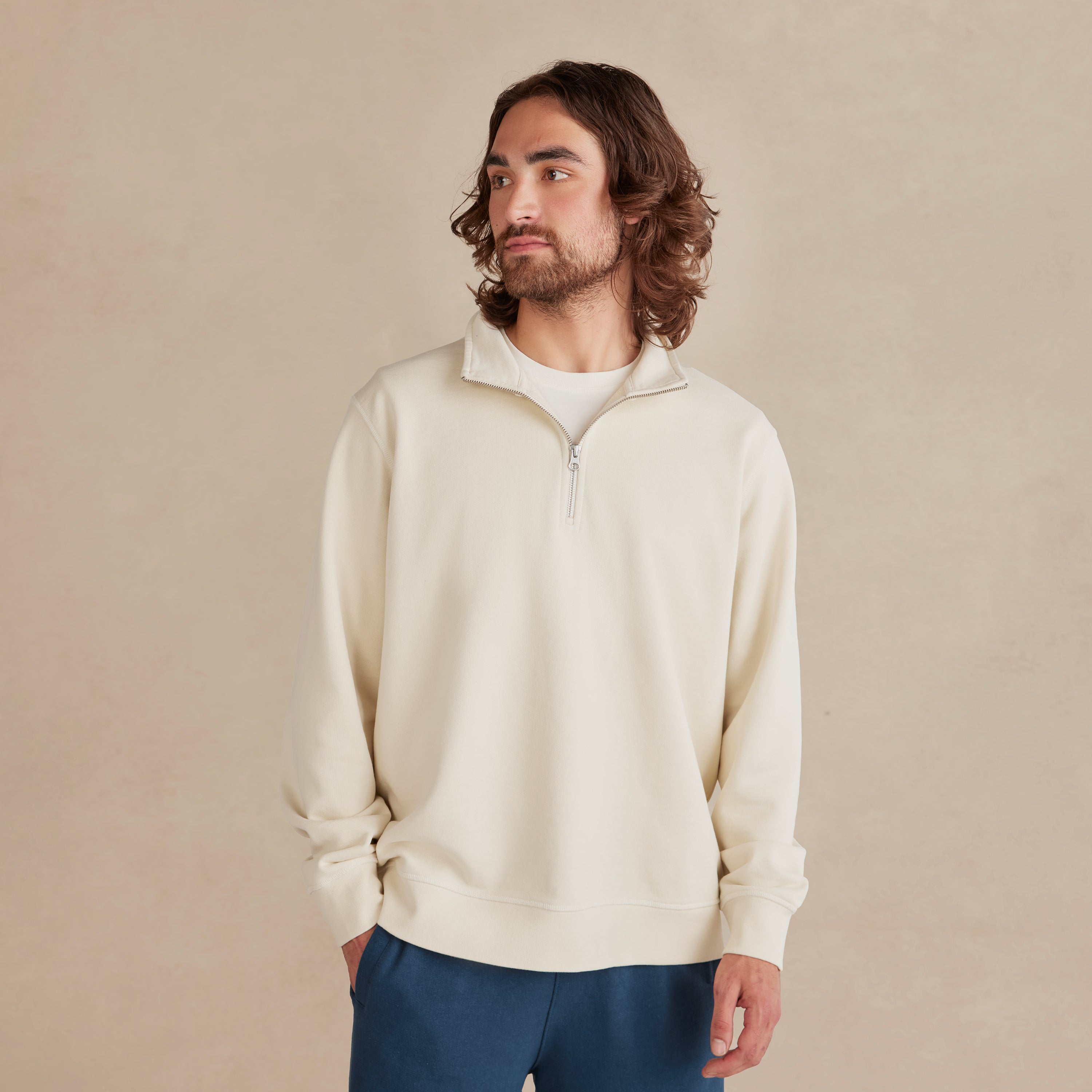 Parchment Ultra Heavyweight Organic French Terry Quarter Zip