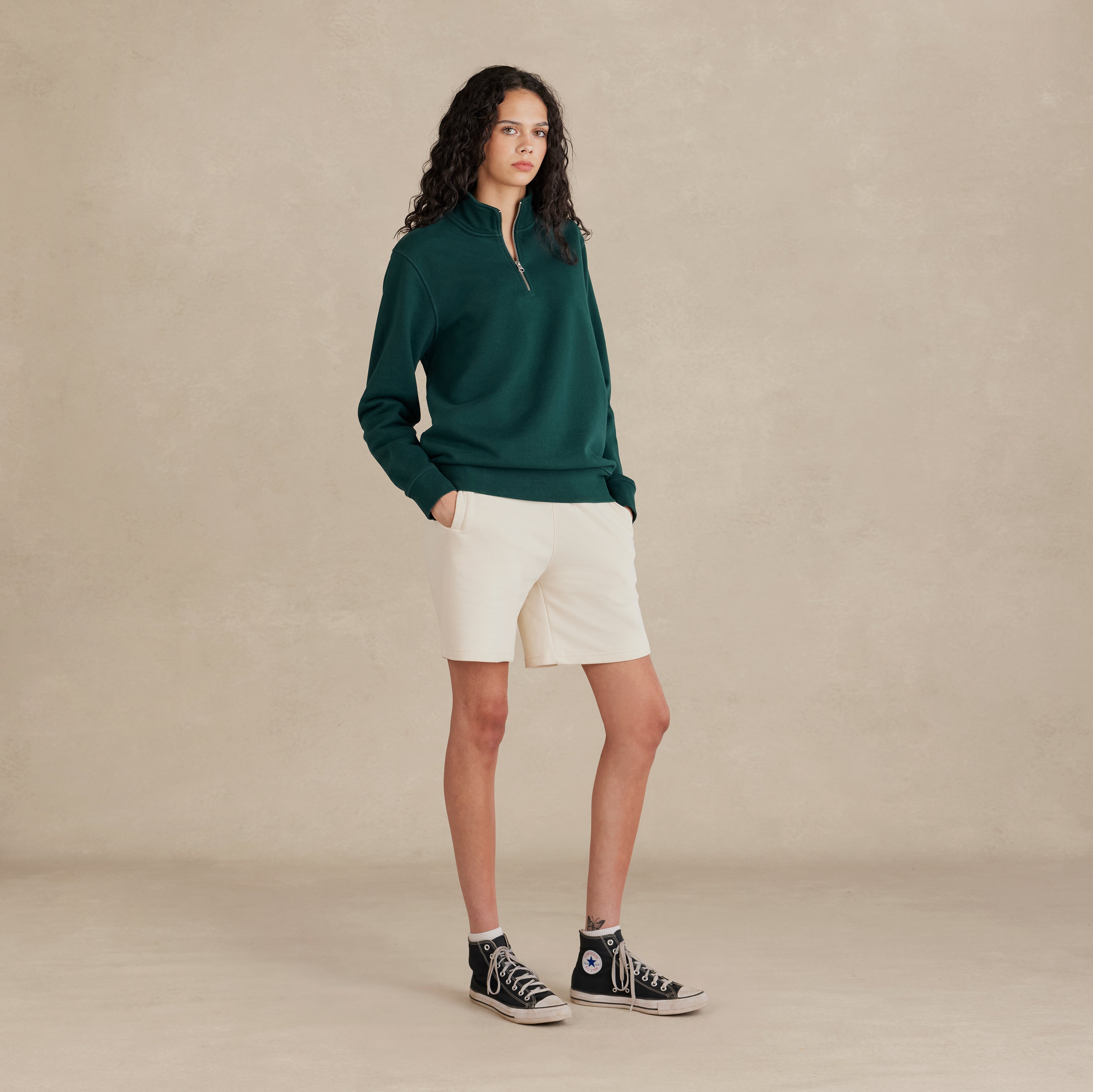 Pine Ultra Heavyweight Organic French Terry 1/4 Zip