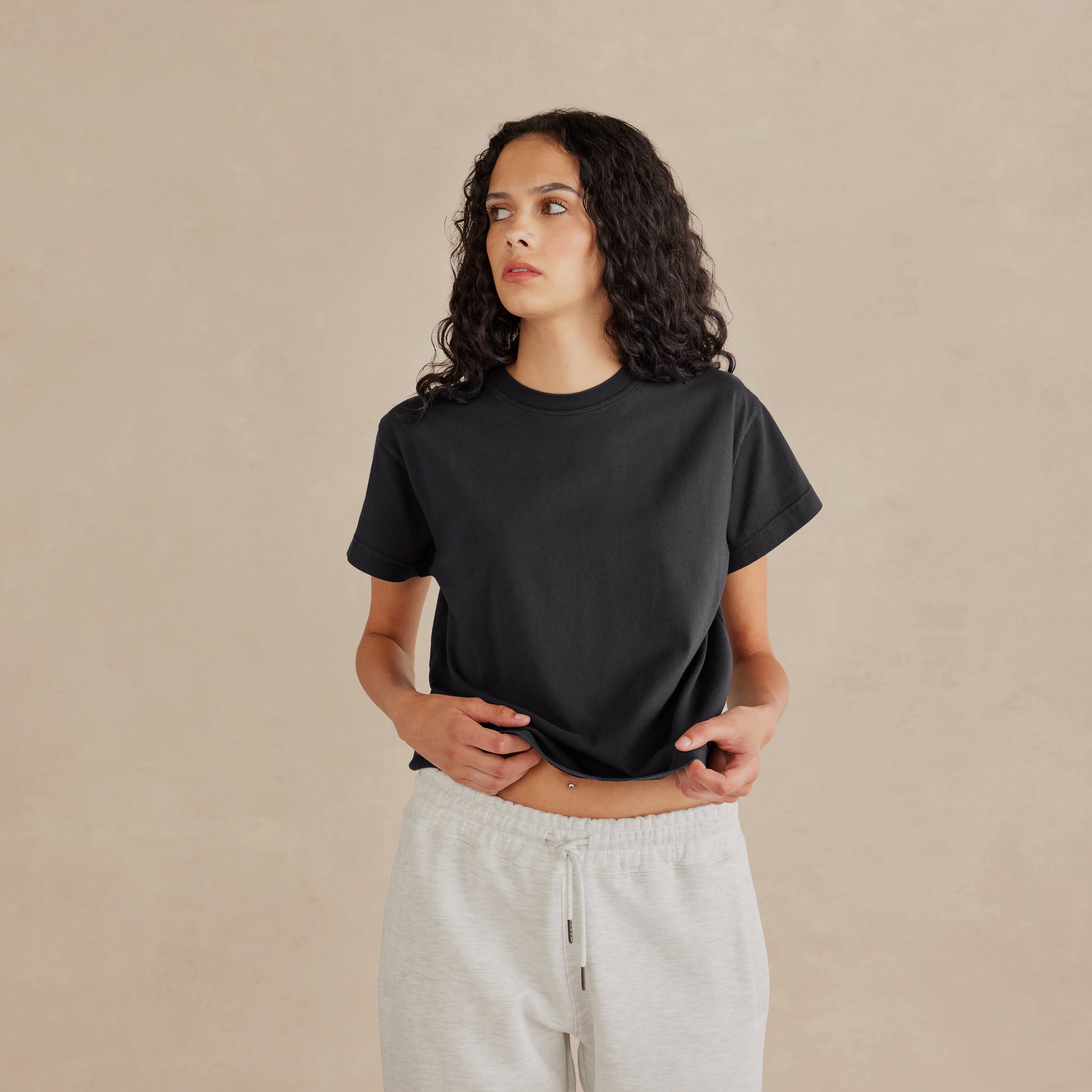Women's Black Heavyweight Organic Tee
