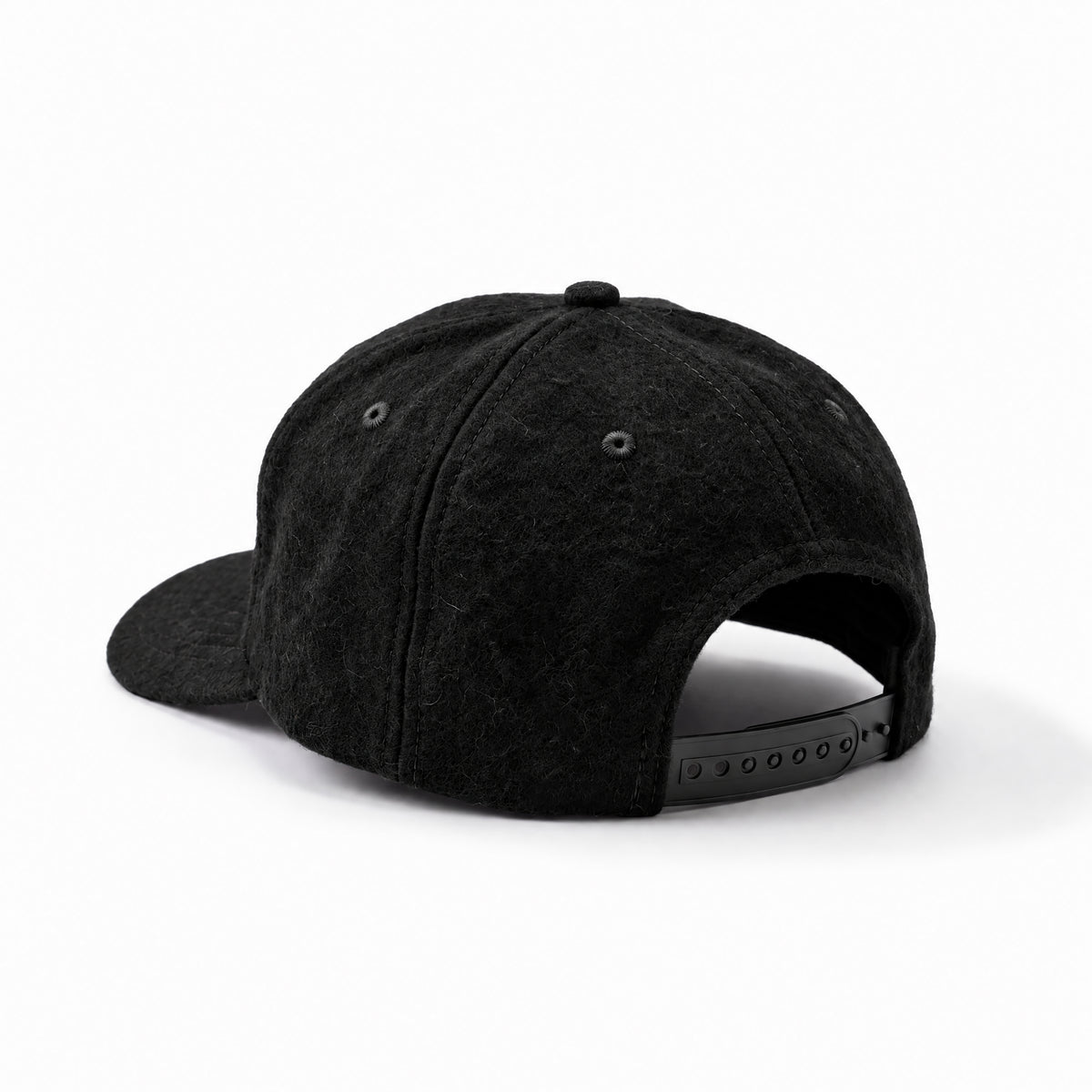 Black Wool 5 Panel Cap