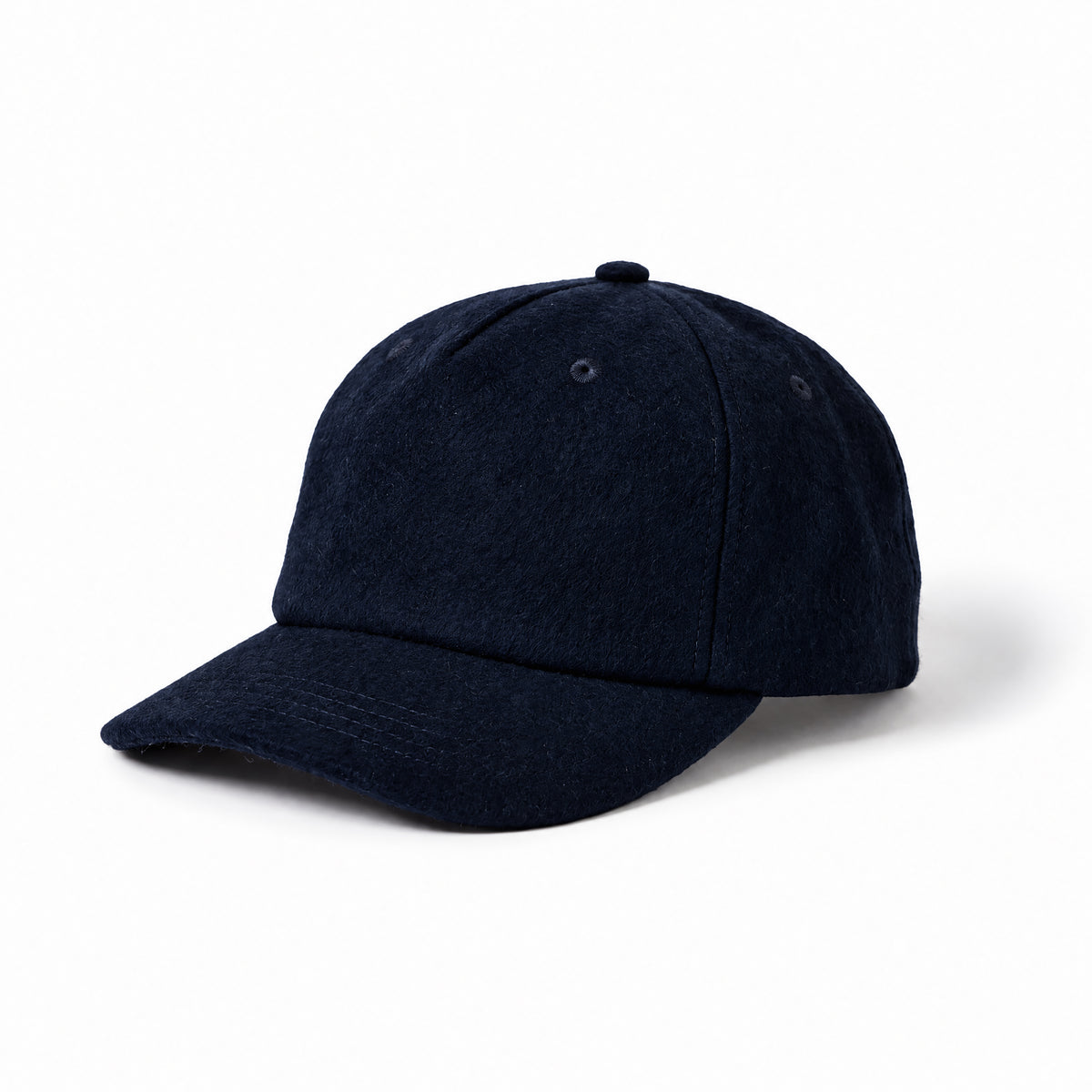 Navy Wool 5 Panel Cap